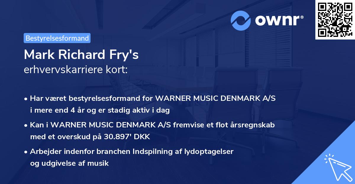 Mark Richard Fry's erhvervskarriere kort