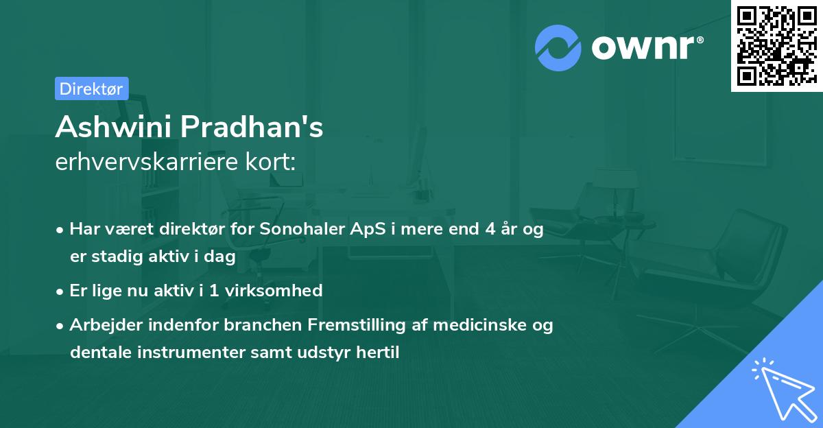 Ashwini Pradhan's erhvervskarriere kort