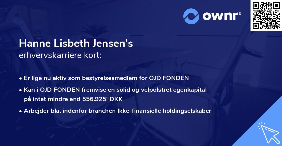 Hanne Lisbeth Jensen's erhvervskarriere kort