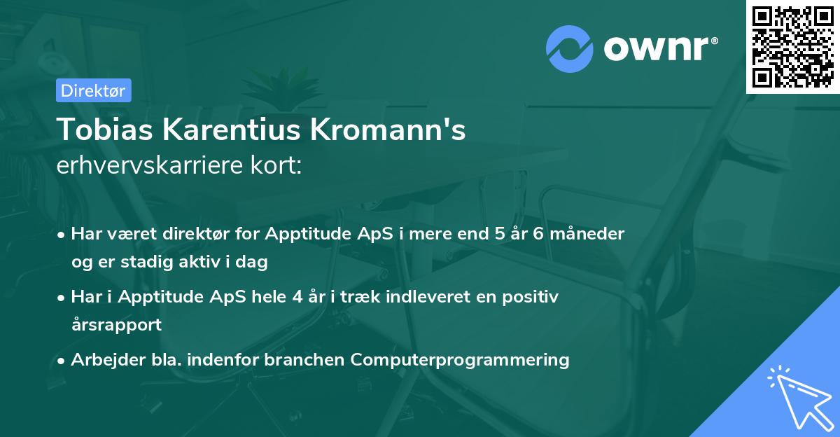 Tobias Karentius Kromann's erhvervskarriere kort