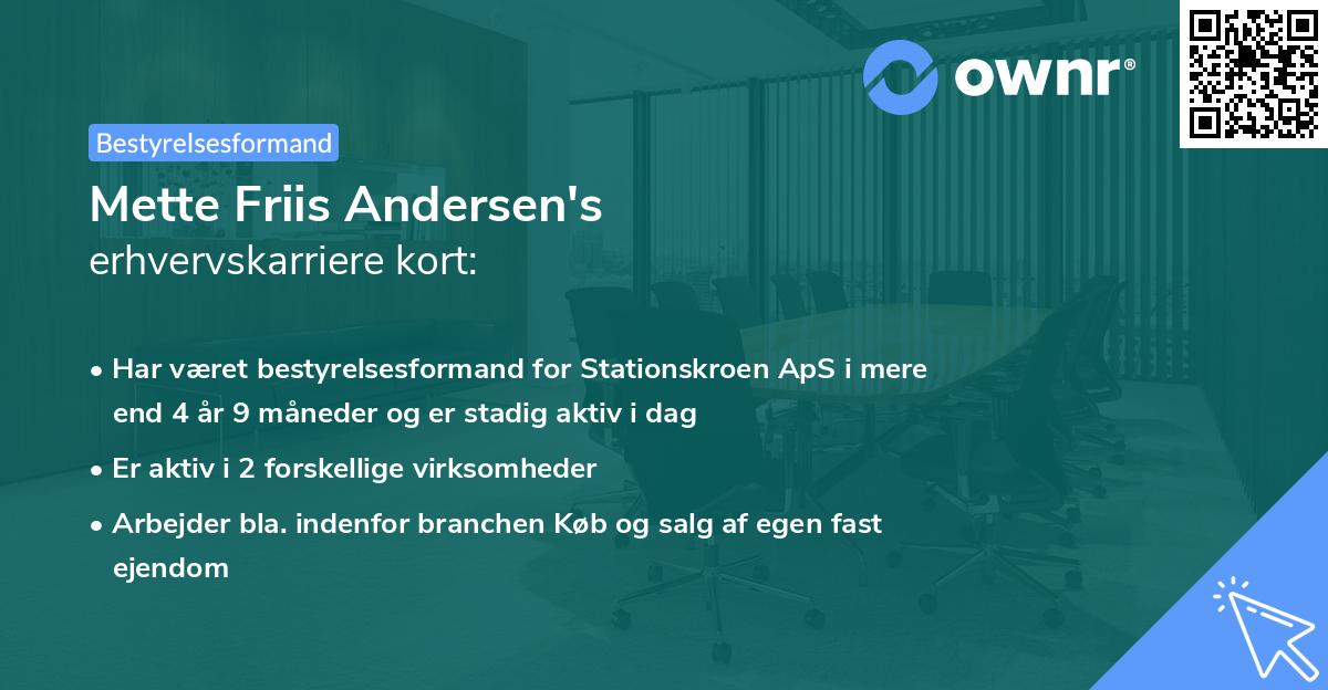 Mette Friis Andersen's erhvervskarriere kort