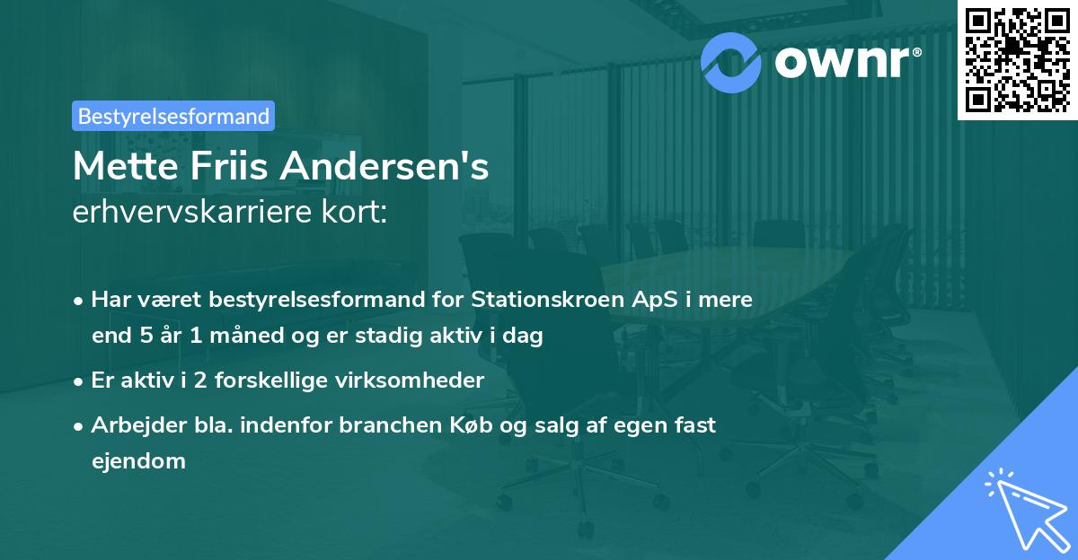 Mette Friis Andersen's erhvervskarriere kort