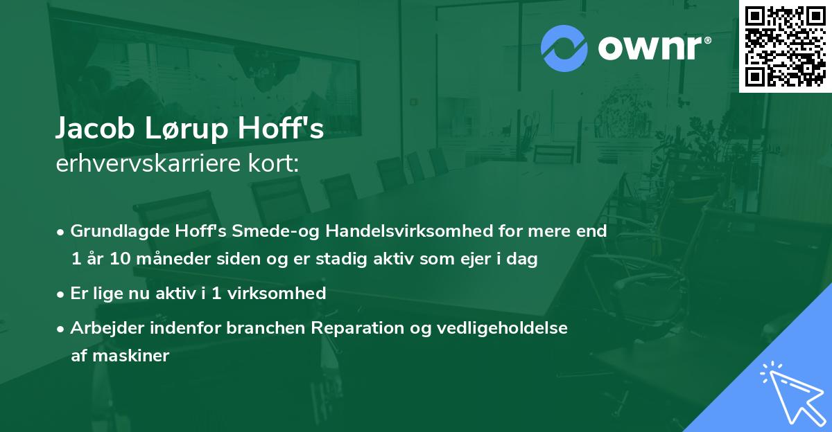 Jacob Lørup Hoff's erhvervskarriere kort