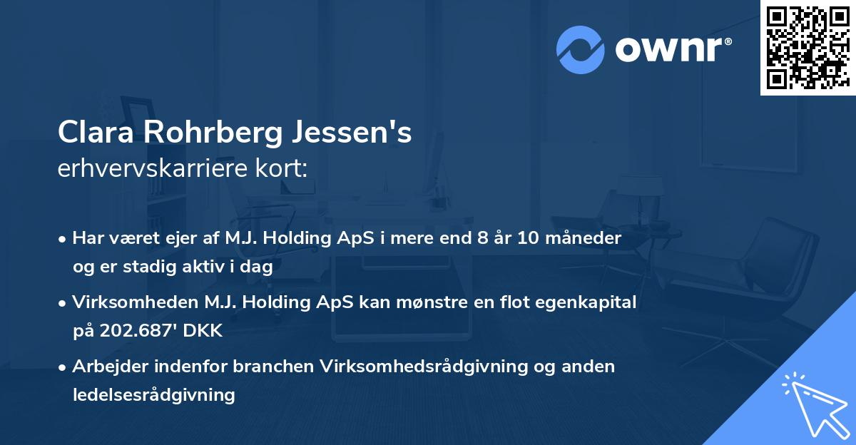 Clara Rohrberg Jessen's erhvervskarriere kort