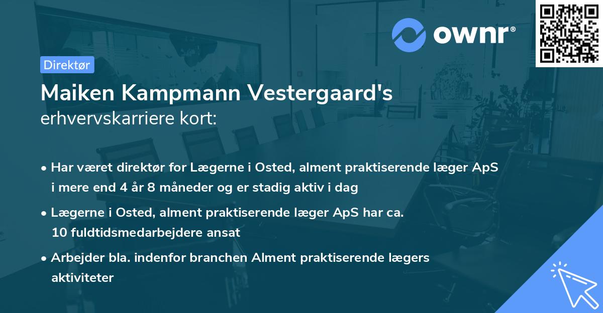 Maiken Kampmann Vestergaard's erhvervskarriere kort