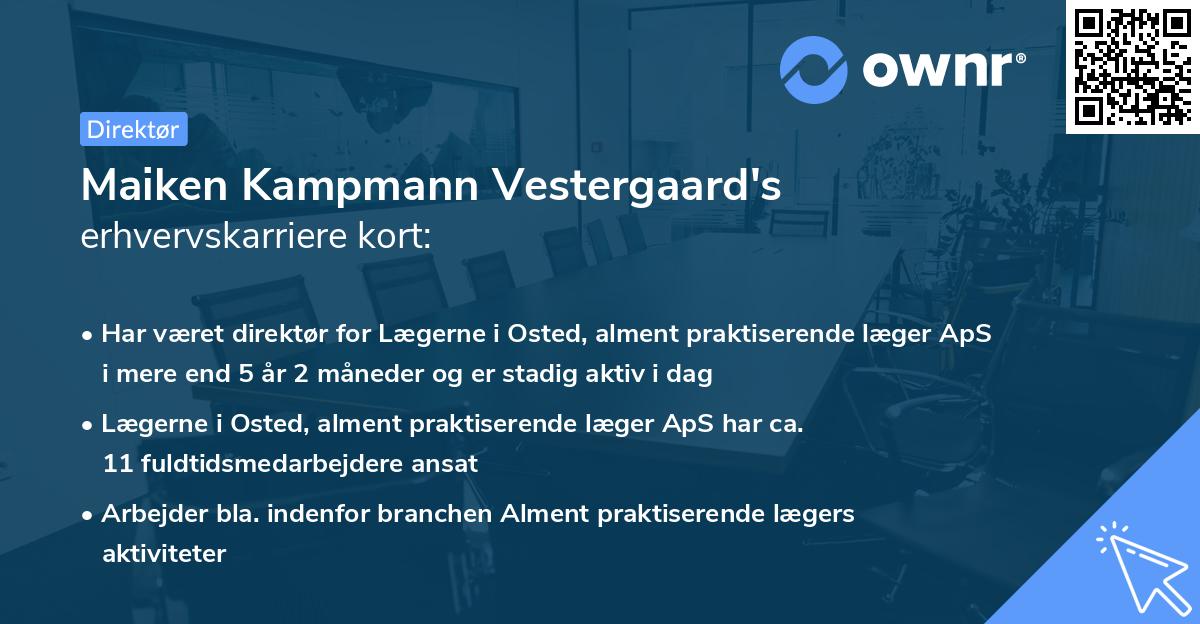 Maiken Kampmann Vestergaard's erhvervskarriere kort