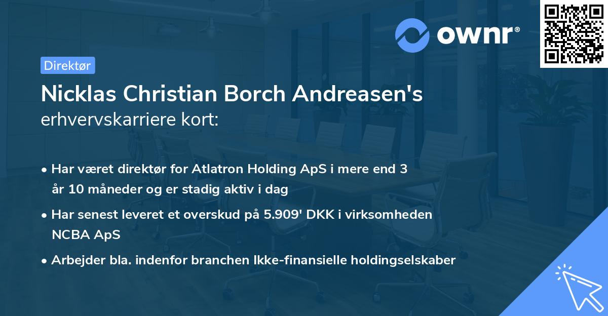 Nicklas Christian Borch Andreasen's erhvervskarriere kort