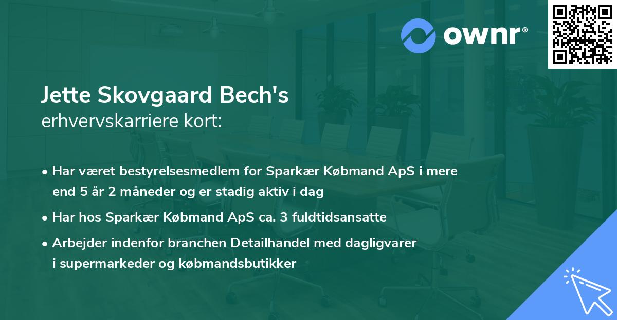 Jette Skovgaard Bech's erhvervskarriere kort