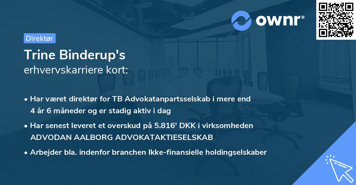 Trine Binderup's erhvervskarriere kort