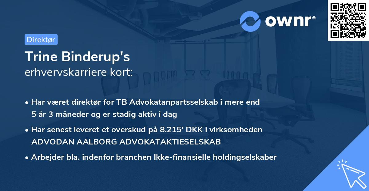 Trine Binderup's erhvervskarriere kort