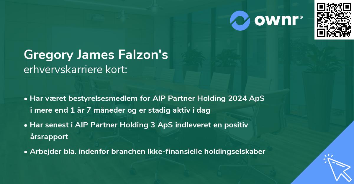 Gregory James Falzon's erhvervskarriere kort