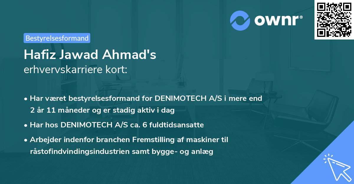 Hafiz Jawad Ahmad's erhvervskarriere kort