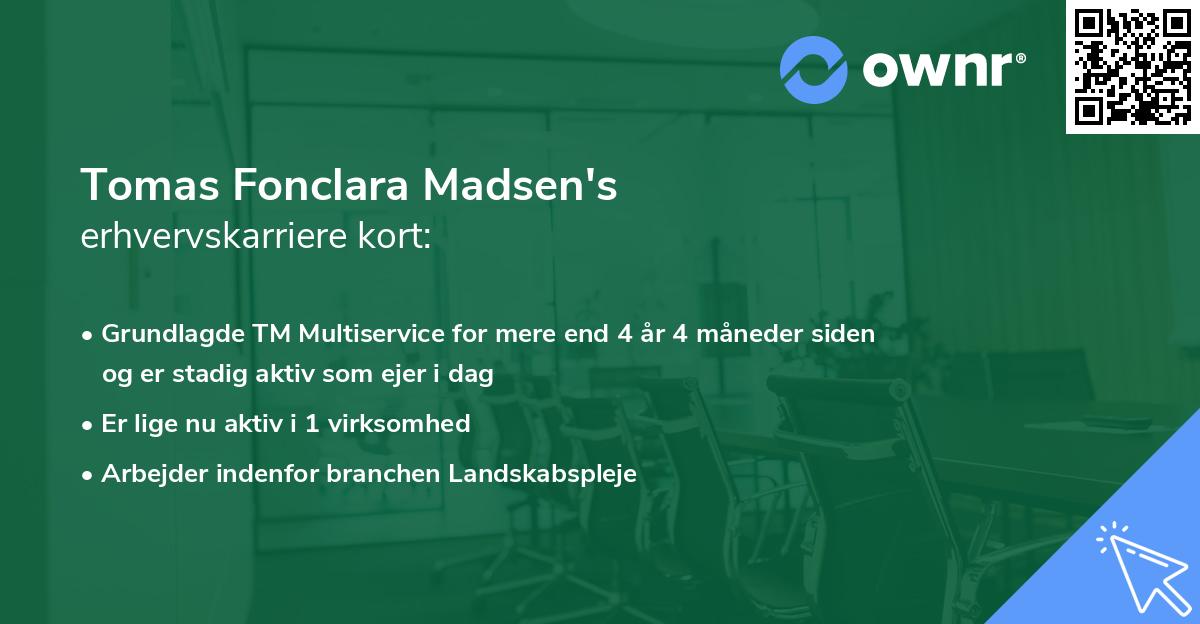 Tomas Fonclara Madsen's erhvervskarriere kort