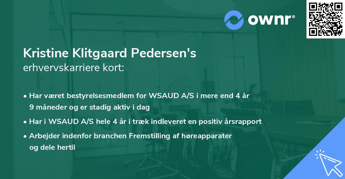 Kristine Klitgaard Pedersen's erhvervskarriere kort