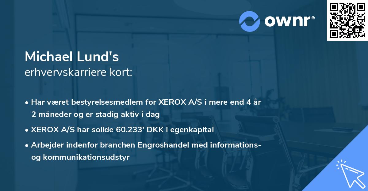 Michael Lund's erhvervskarriere kort