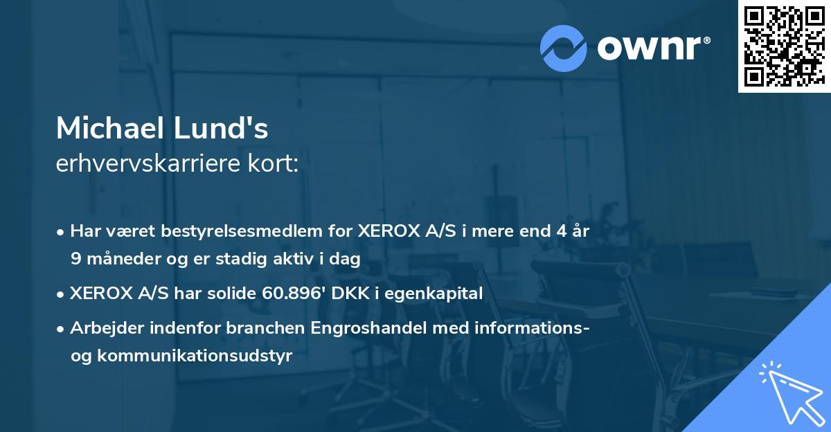 Michael Lund's erhvervskarriere kort