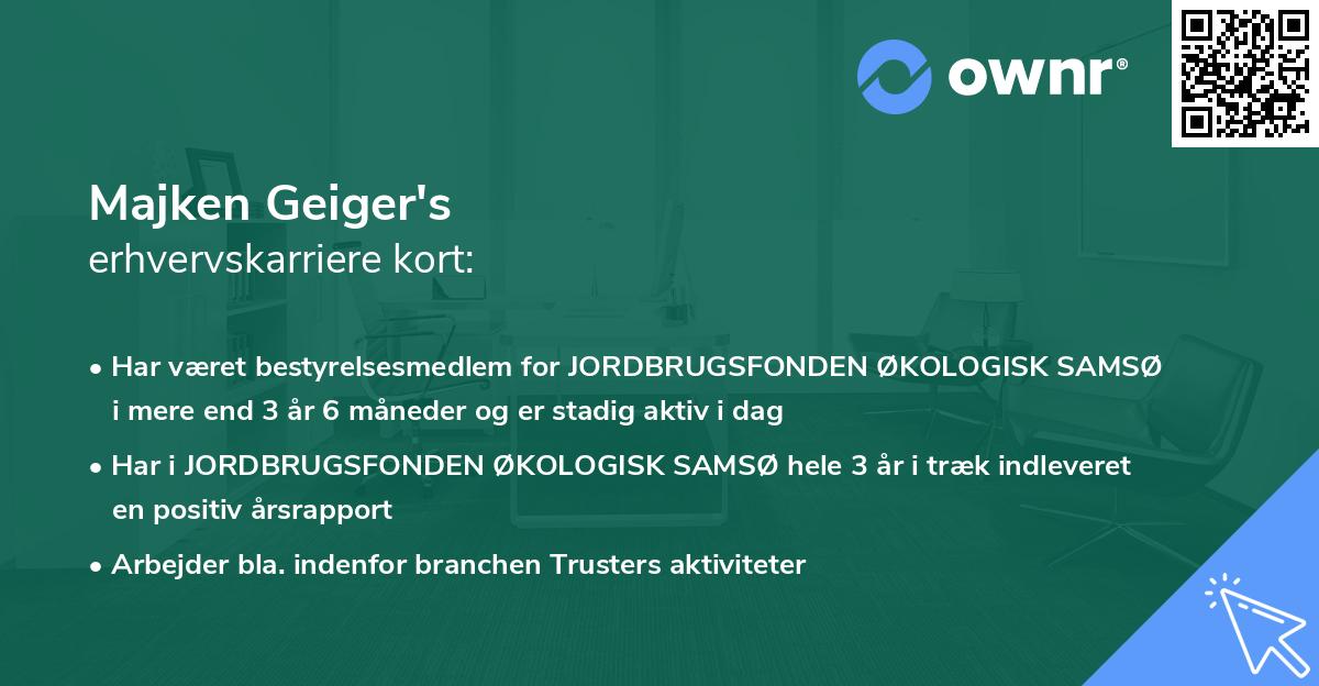 Majken Geiger's erhvervskarriere kort