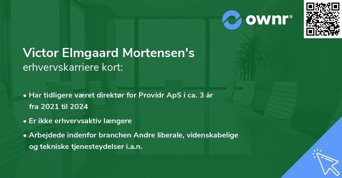 Victor Elmgaard Mortensen's erhvervskarriere kort