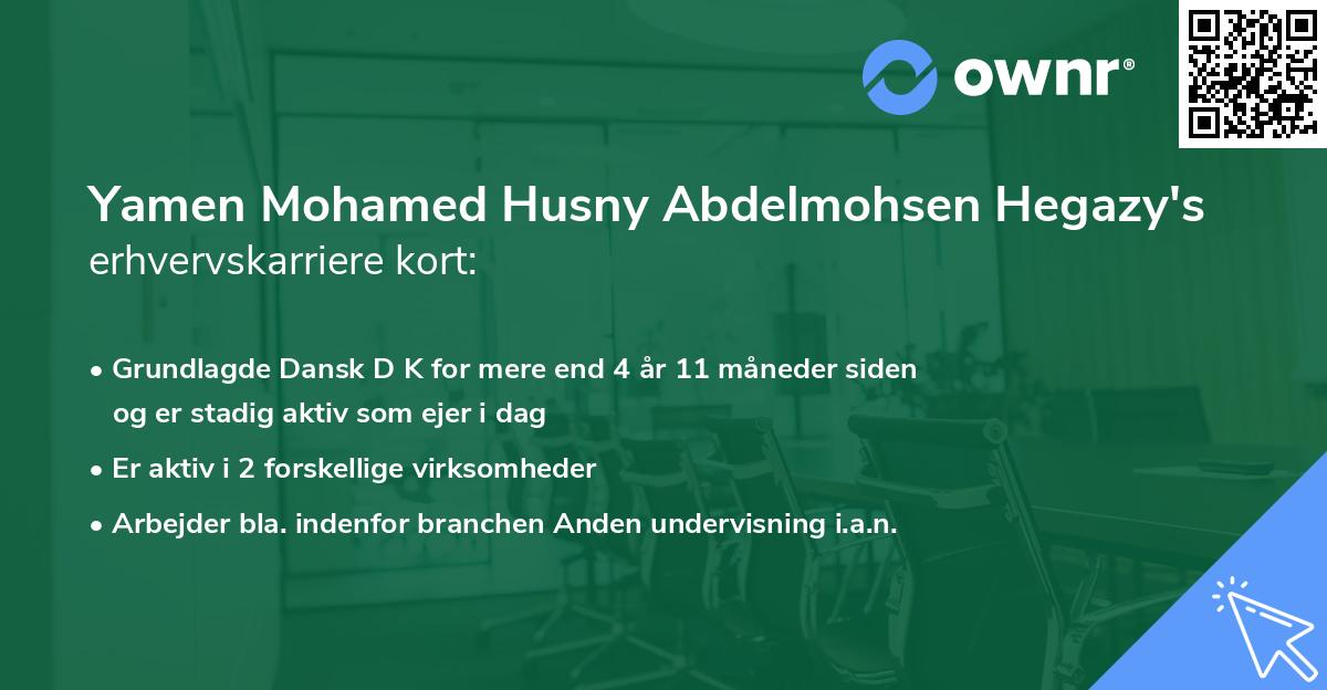 Yamen Mohamed Husny Abdelmohsen Hegazy's erhvervskarriere kort