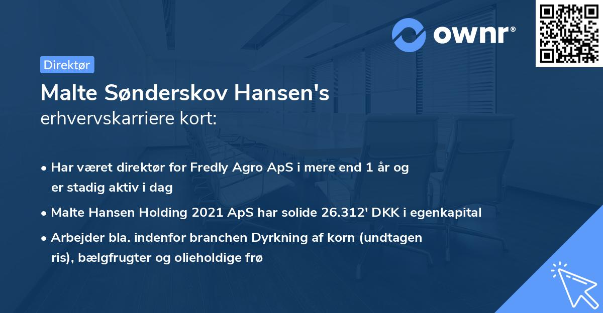 Malte Sønderskov Hansen's erhvervskarriere kort