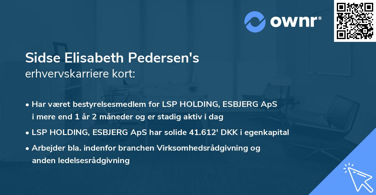 Sidse Elisabeth Pedersen's erhvervskarriere kort