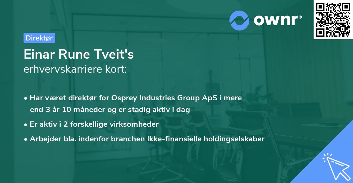 Einar Rune Tveit's erhvervskarriere kort