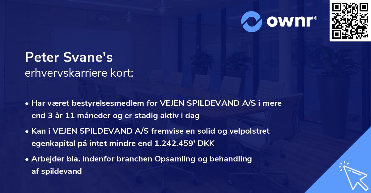 Peter Svane's erhvervskarriere kort