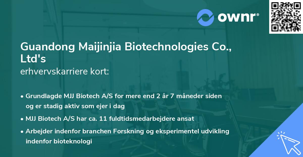 Guandong Maijinjia Biotechnologies Co., Ltd's erhvervskarriere kort