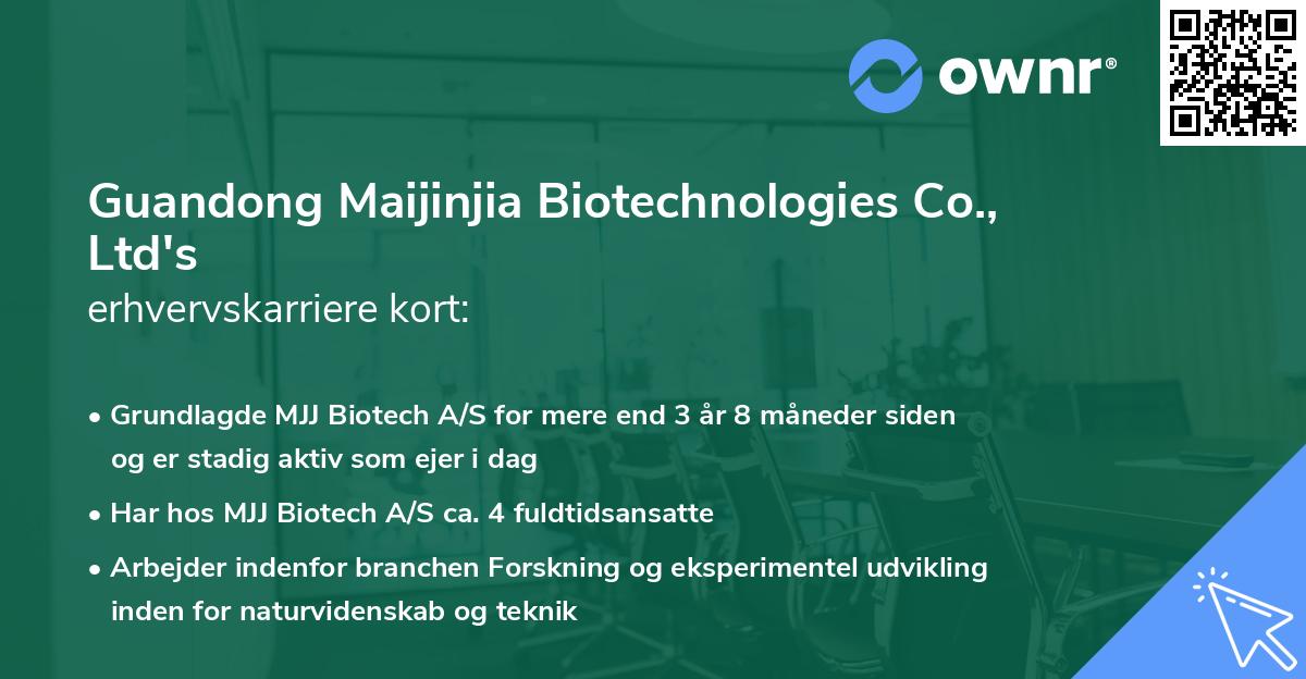 Guandong Maijinjia Biotechnologies Co., Ltd's erhvervskarriere kort