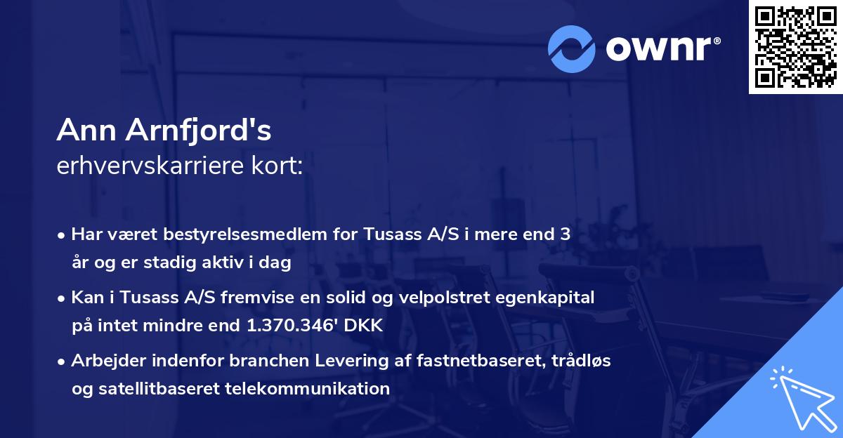 Ann Arnfjord's erhvervskarriere kort
