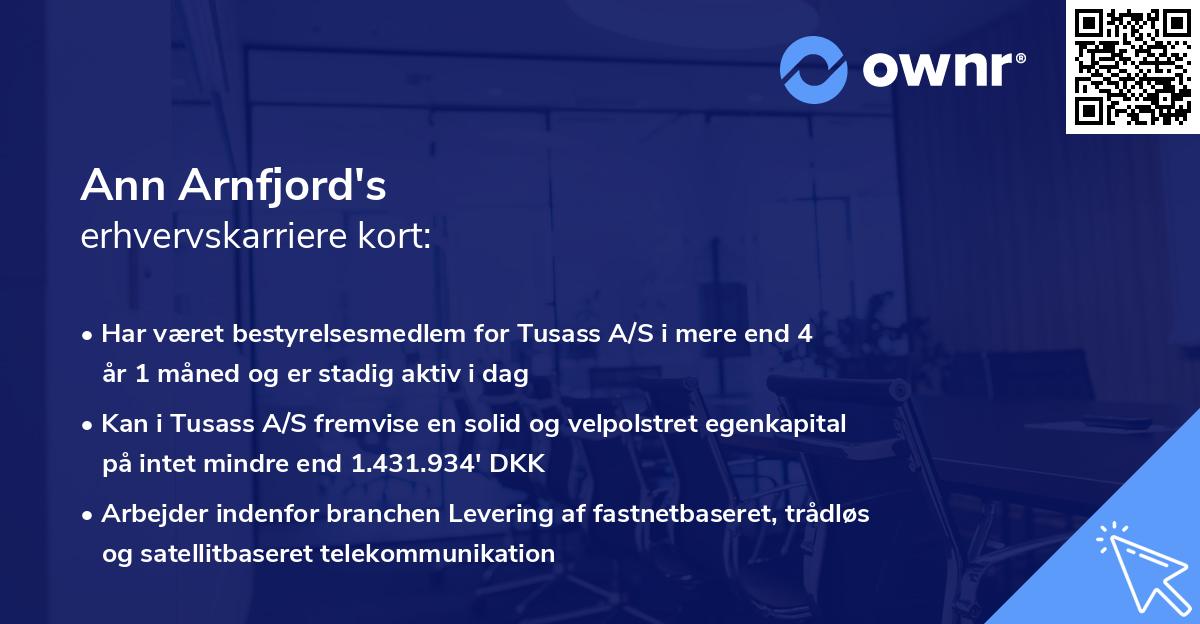 Ann Arnfjord's erhvervskarriere kort