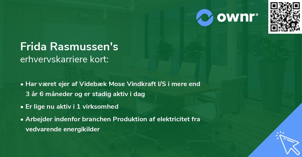 Frida Rasmussen's erhvervskarriere kort