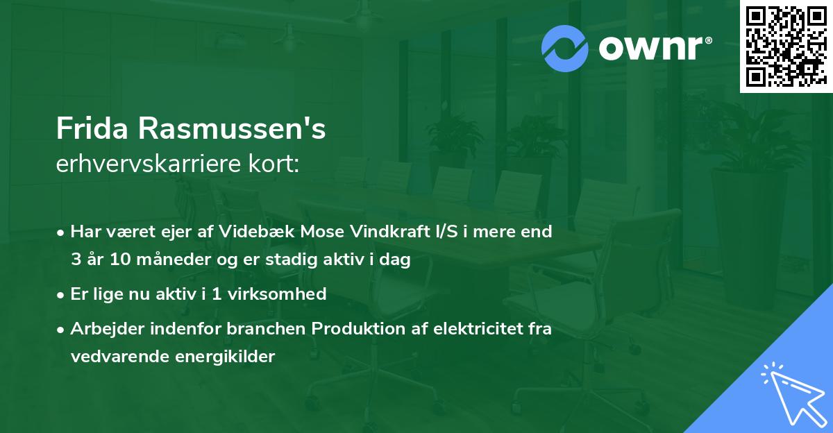 Frida Rasmussen's erhvervskarriere kort