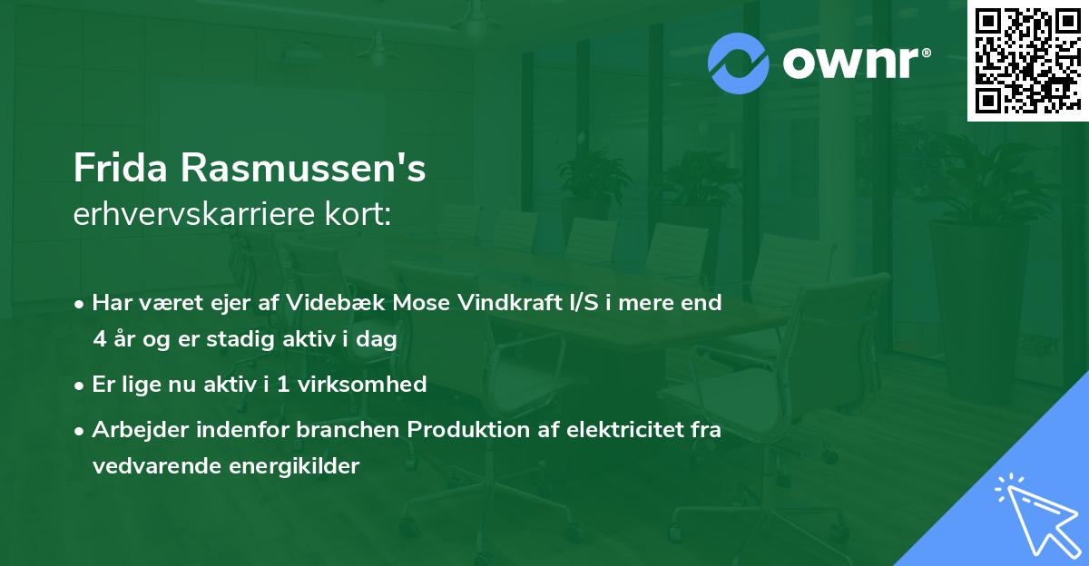 Frida Rasmussen's erhvervskarriere kort