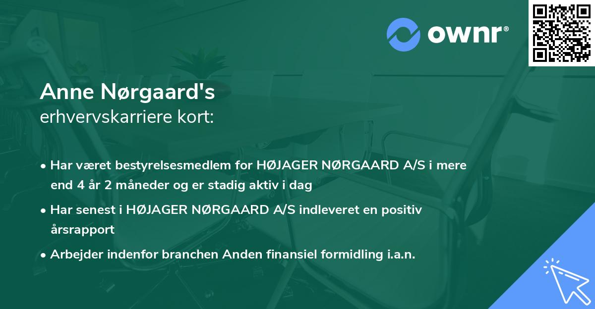 Anne Nørgaard's erhvervskarriere kort