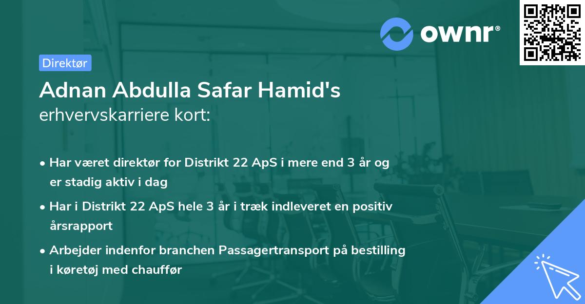 Adnan Abdulla Safar Hamid's erhvervskarriere kort