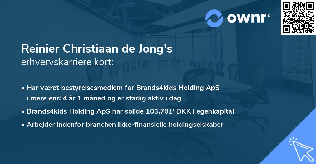 Reinier Christiaan de Jong's erhvervskarriere kort