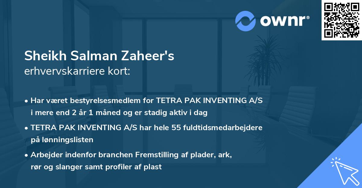 Sheikh Salman Zaheer's erhvervskarriere kort