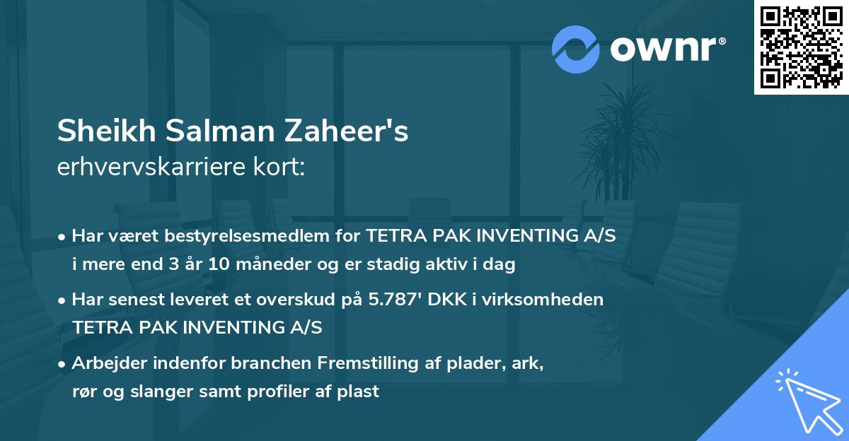 Sheikh Salman Zaheer's erhvervskarriere kort