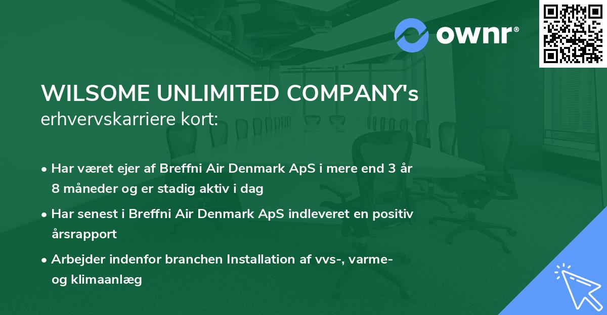 WILSOME UNLIMITED COMPANY's erhvervskarriere kort