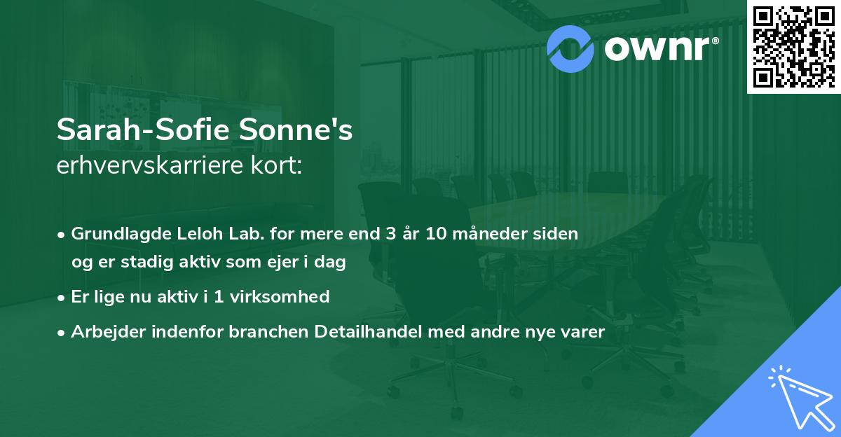 Sarah-Sofie Sonne's erhvervskarriere kort