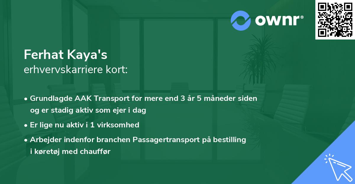 Ferhat Kaya's erhvervskarriere kort