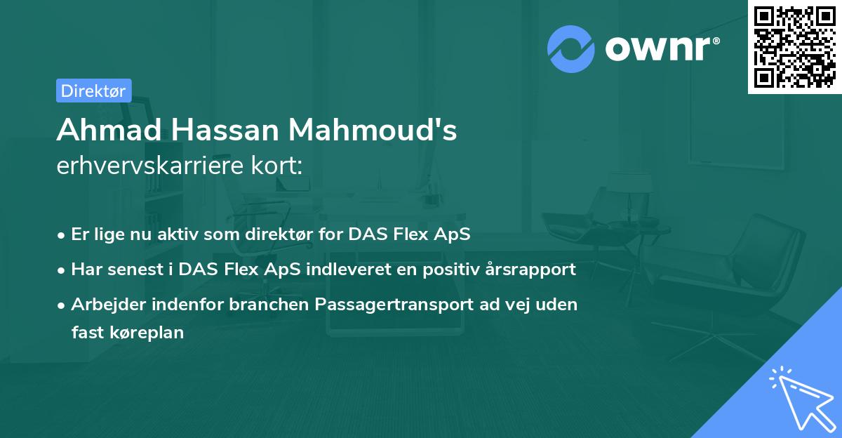 Ahmad Hassan Mahmoud's erhvervskarriere kort