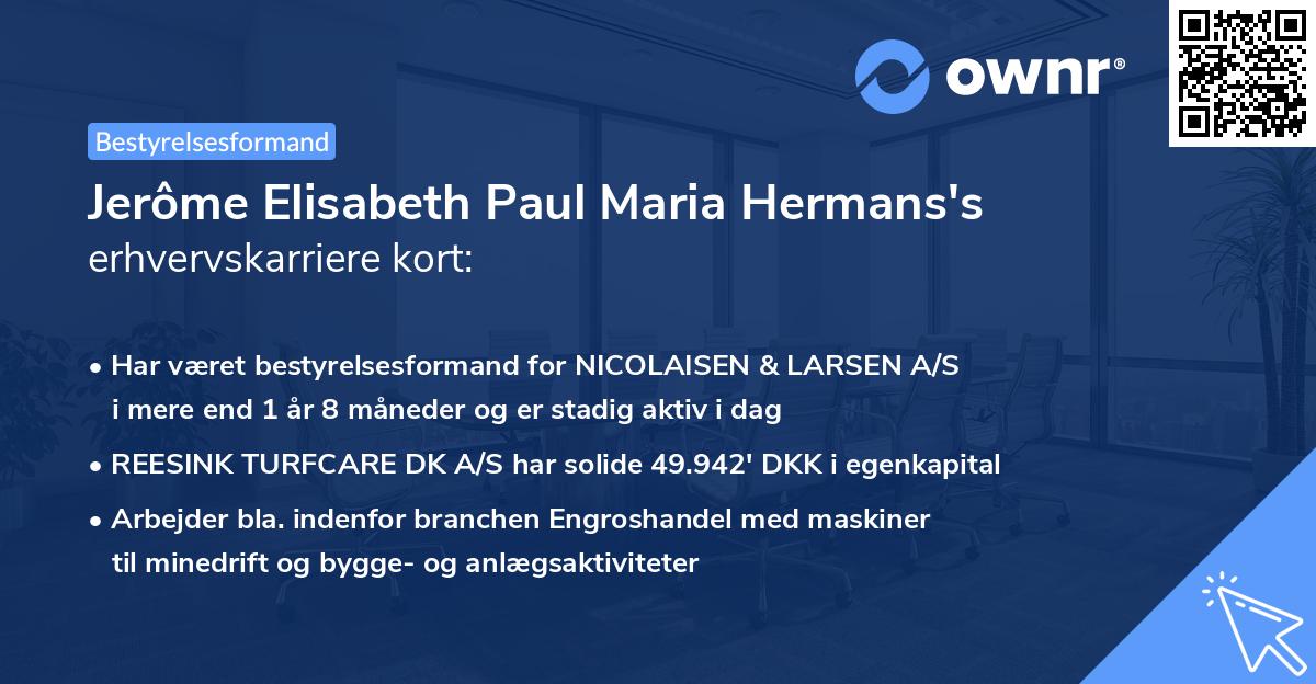 Jerôme Elisabeth Paul Maria Hermans's erhvervskarriere kort