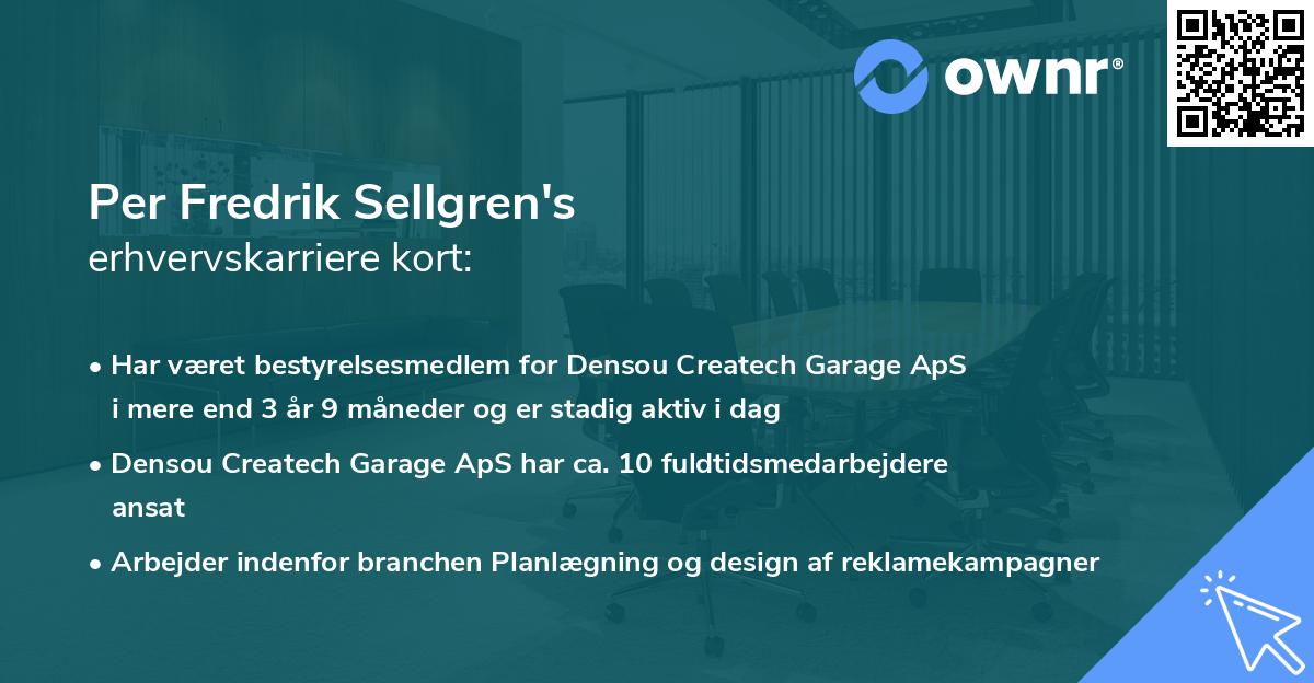 Per Fredrik Sellgren's erhvervskarriere kort