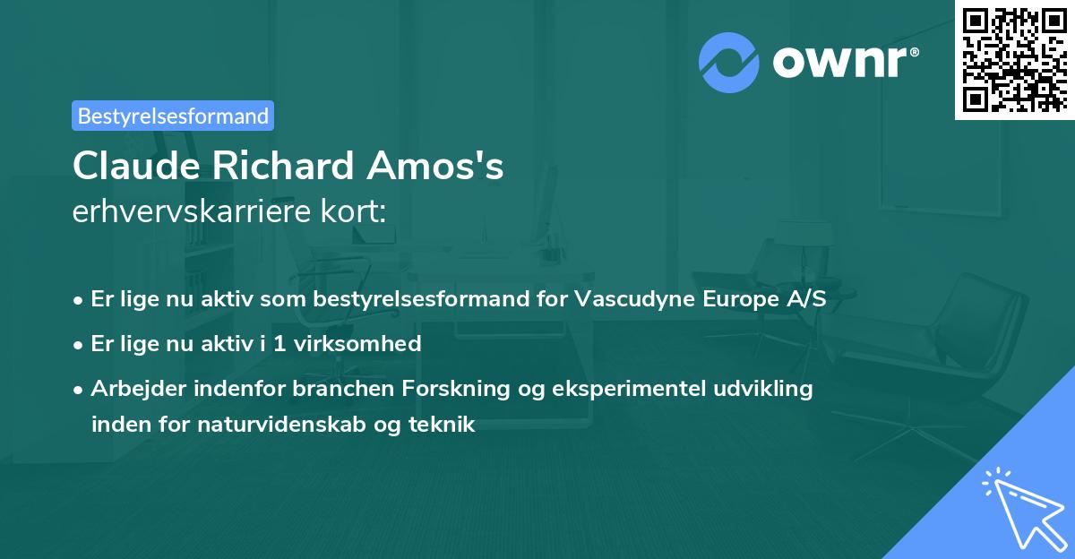 Claude Richard Amos's erhvervskarriere kort