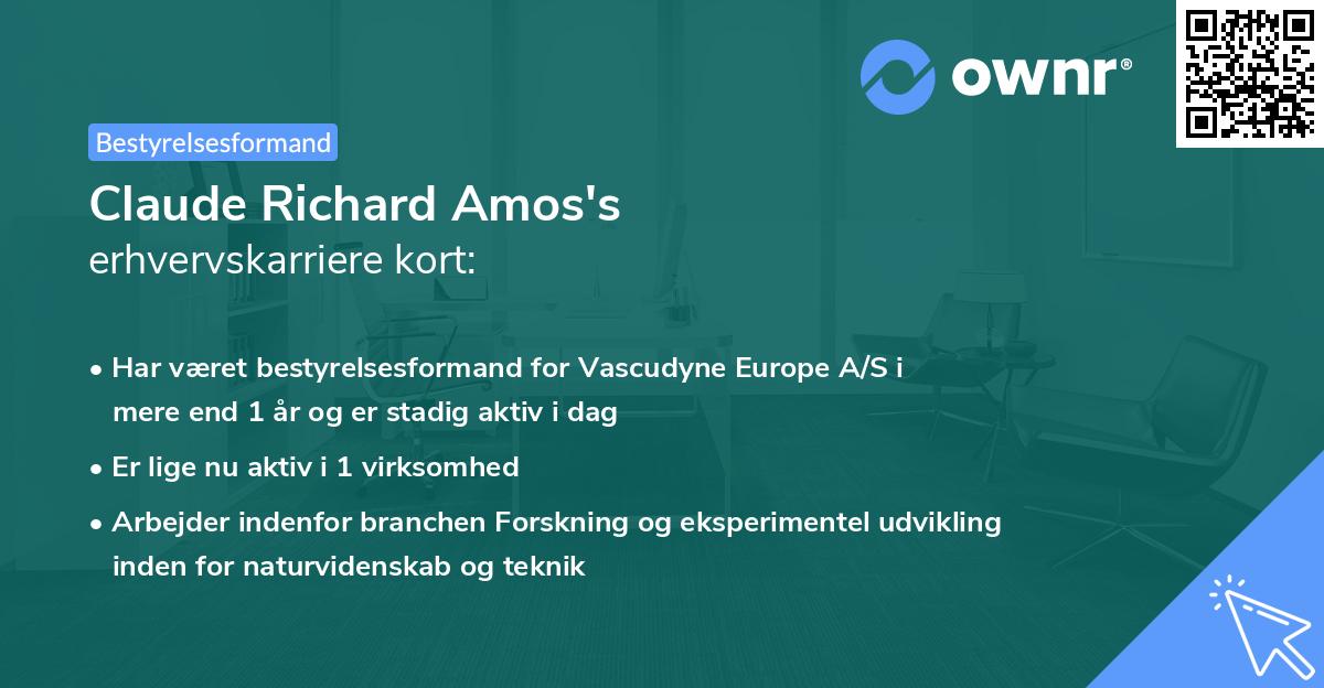 Claude Richard Amos's erhvervskarriere kort