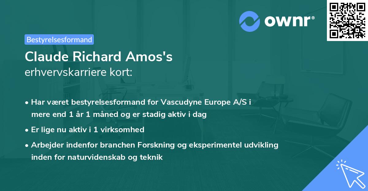 Claude Richard Amos's erhvervskarriere kort