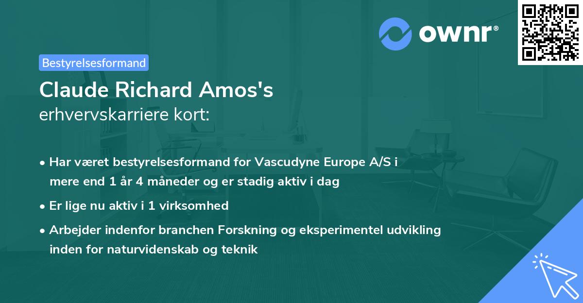 Claude Richard Amos's erhvervskarriere kort