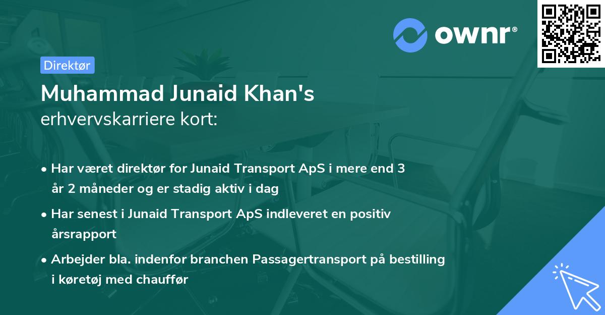 Muhammad Junaid Khan's erhvervskarriere kort